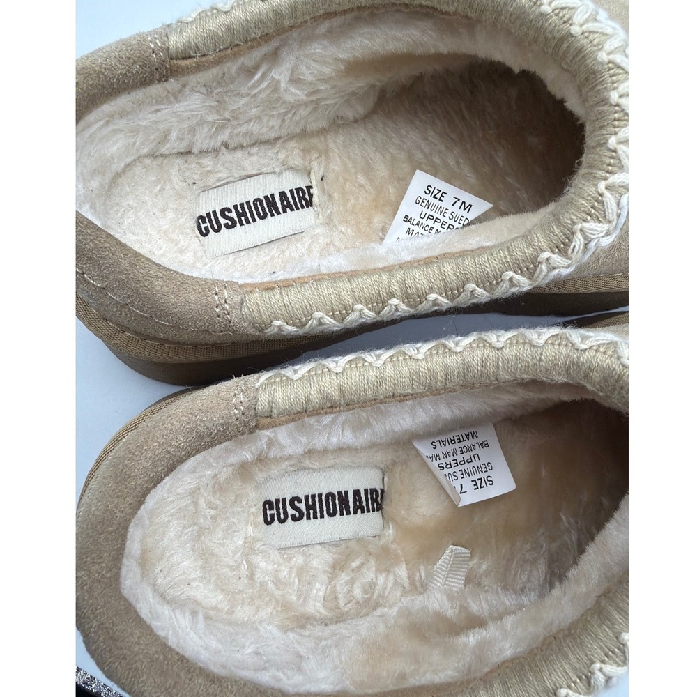 Cushionaire Tan Genuine Suede Comfy Platform Slipper Mules Women's Size 7M - Picture 4 of 6